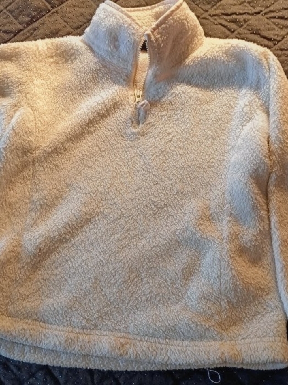 Lands' End Bous Cream Sherpa Zip-Up Pullover